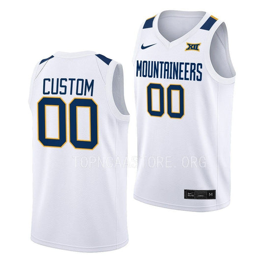 West Virginia Mountaineers Custom White Basketball Jersey