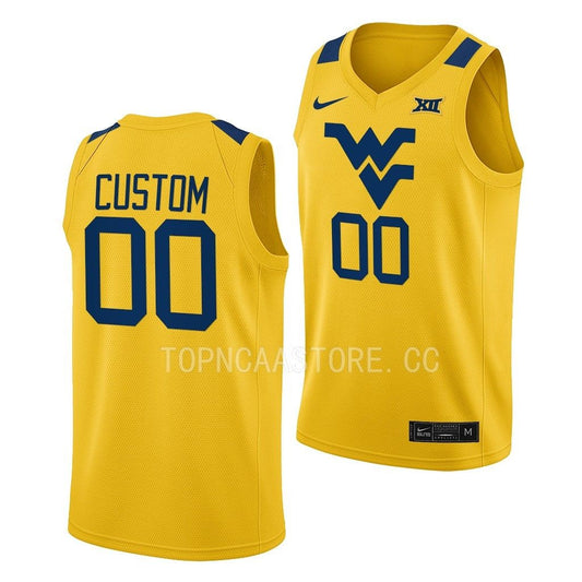 West Virginia Mountaineers Custom Gold Alternate Basketball Jersey