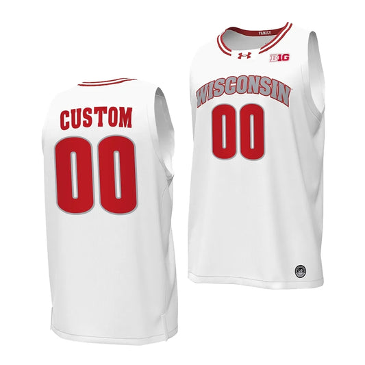 Wisconsin Badgers Custom White Alternate Basketball Jersey