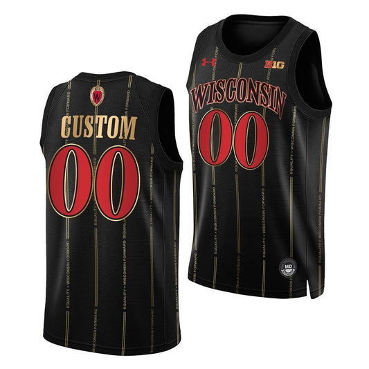 Wisconsin Badgers Custom Black Alternate Basketball Jersey