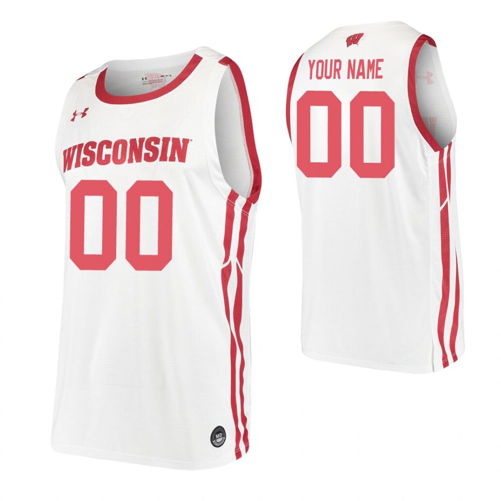 Wisconsin Badgers Custom White Replica Basketball Jersey