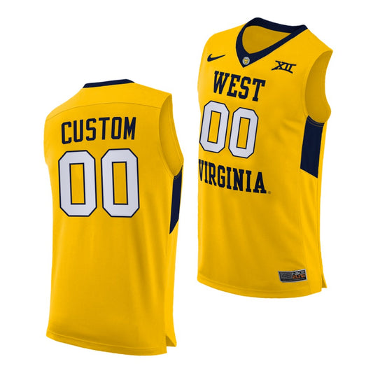 West Virginia Mountaineers Custom Yellow Alternate Basketball Jersey