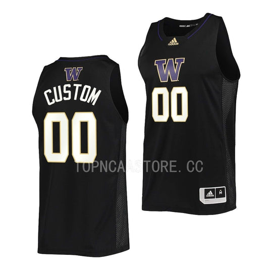 Washington Huskies Custom Black Basketball Jersey