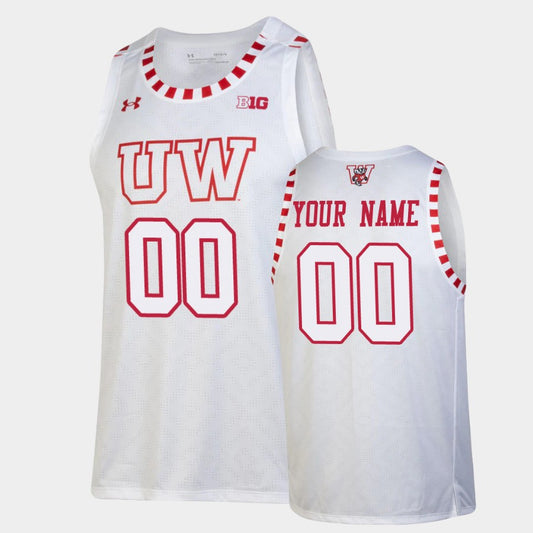 Wisconsin Badgers Custom White Basketball Alternate Jersey